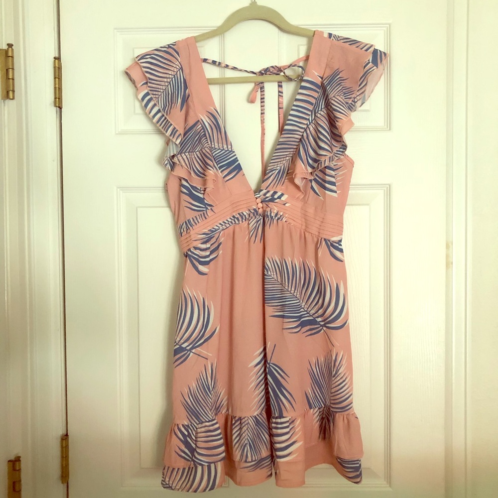 Palm leaf mini dress